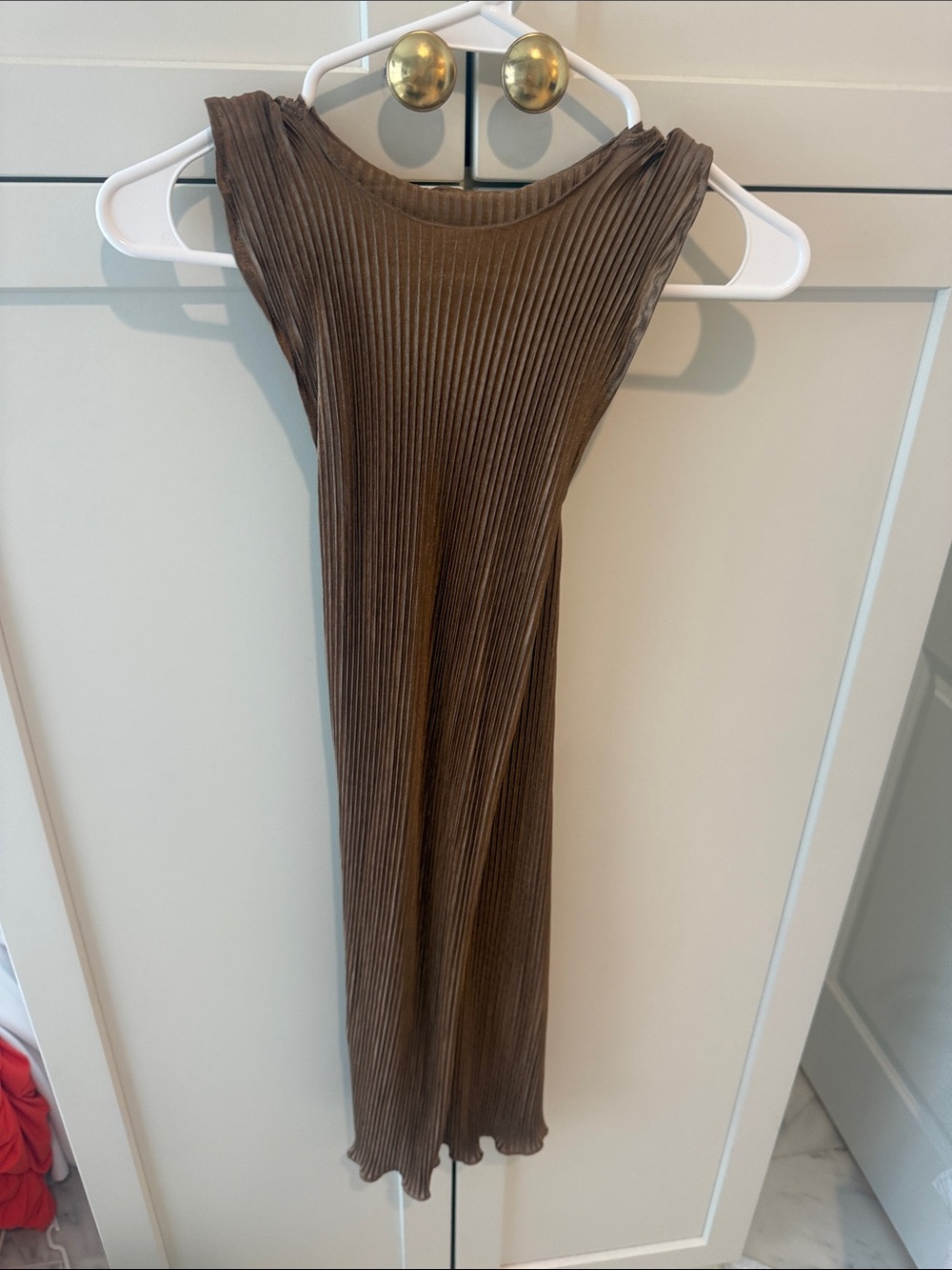 Song of Style Ribbed Sleeveless Mini Dress in Brown